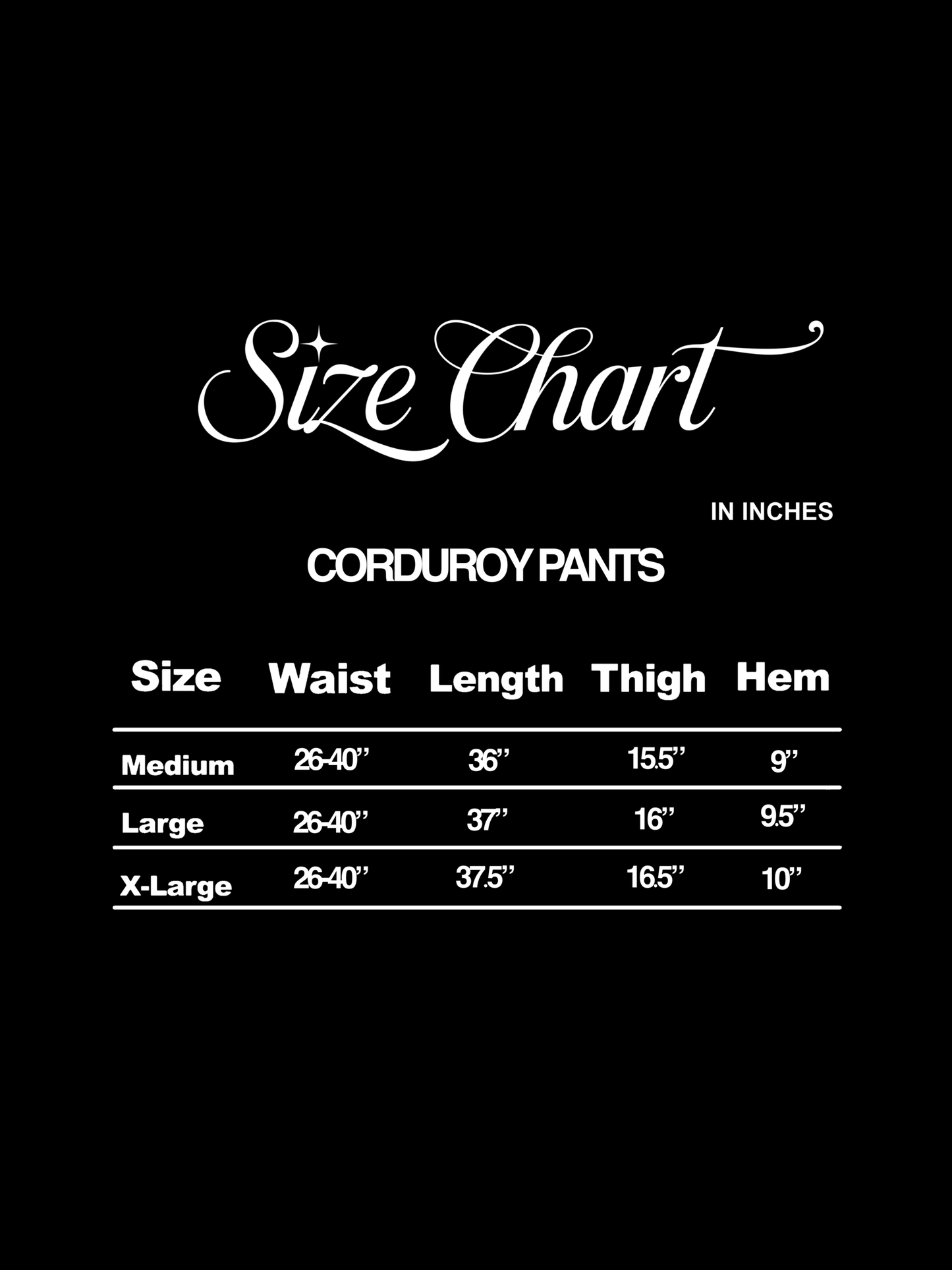 BLACK CORDUROY PANTS