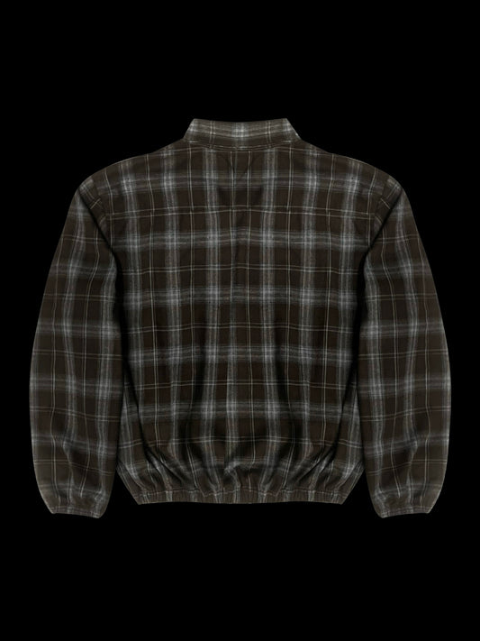 CHOCO BROWN PLAID ZIP UP JACKET