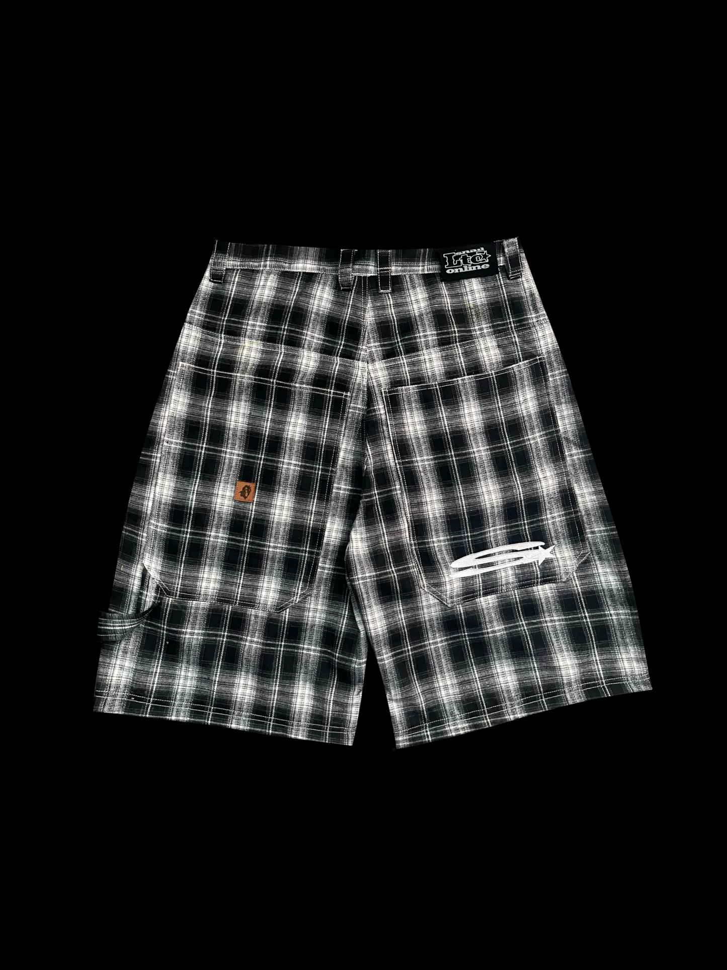 BLACK PLAID LONG SHORTS