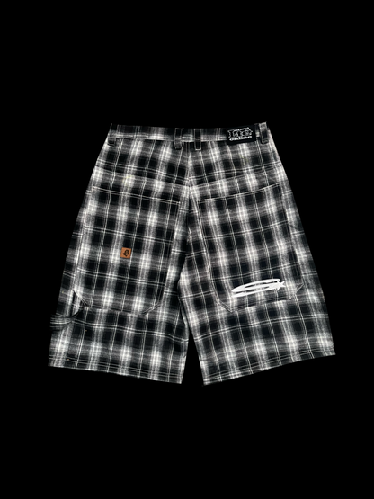 BLACK PLAID LONG SHORTS