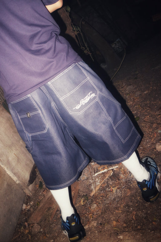 DARK BLUE DENIM CARPENTER JORTS