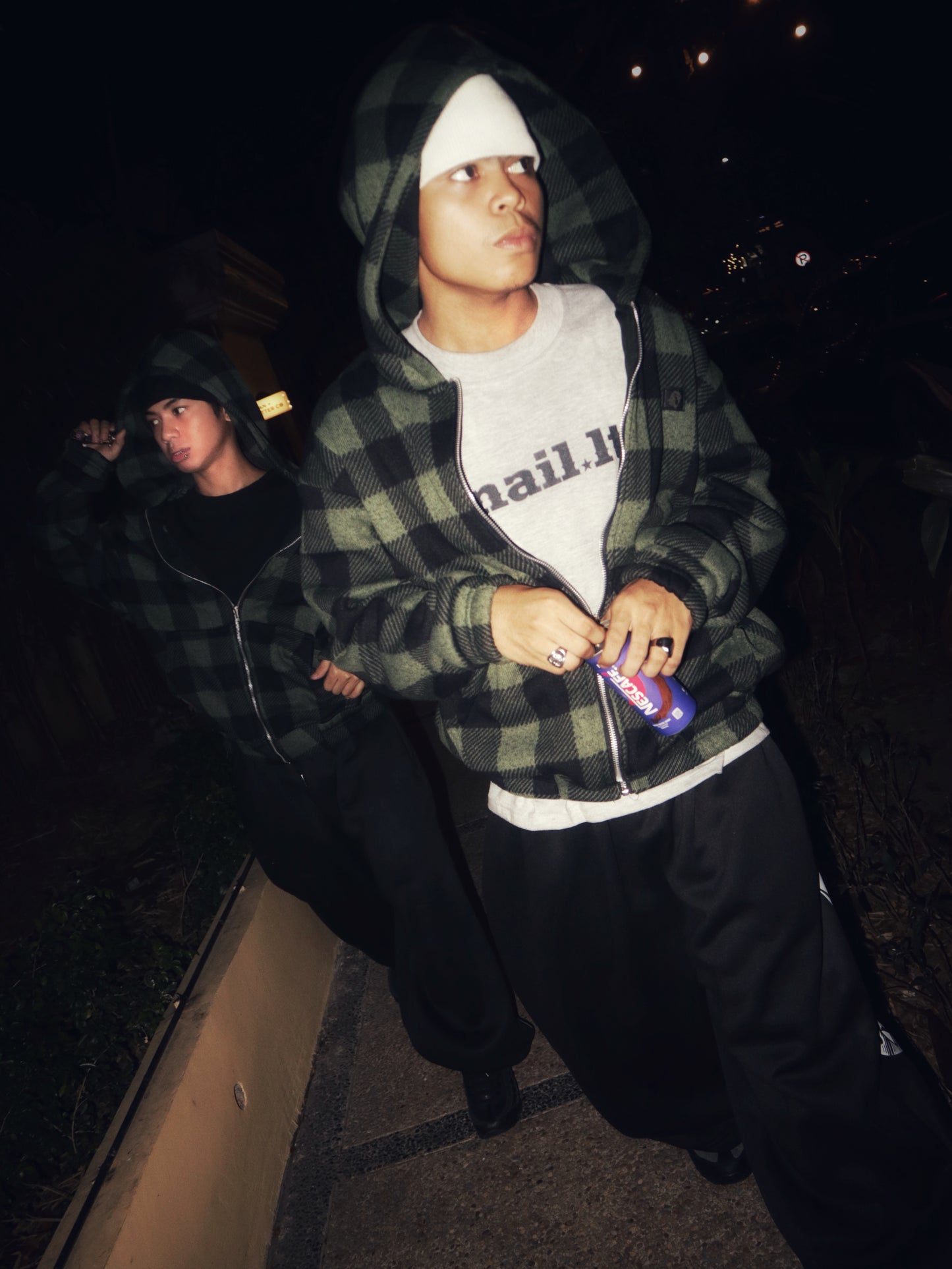 PLAID ZIP UP HOODIE