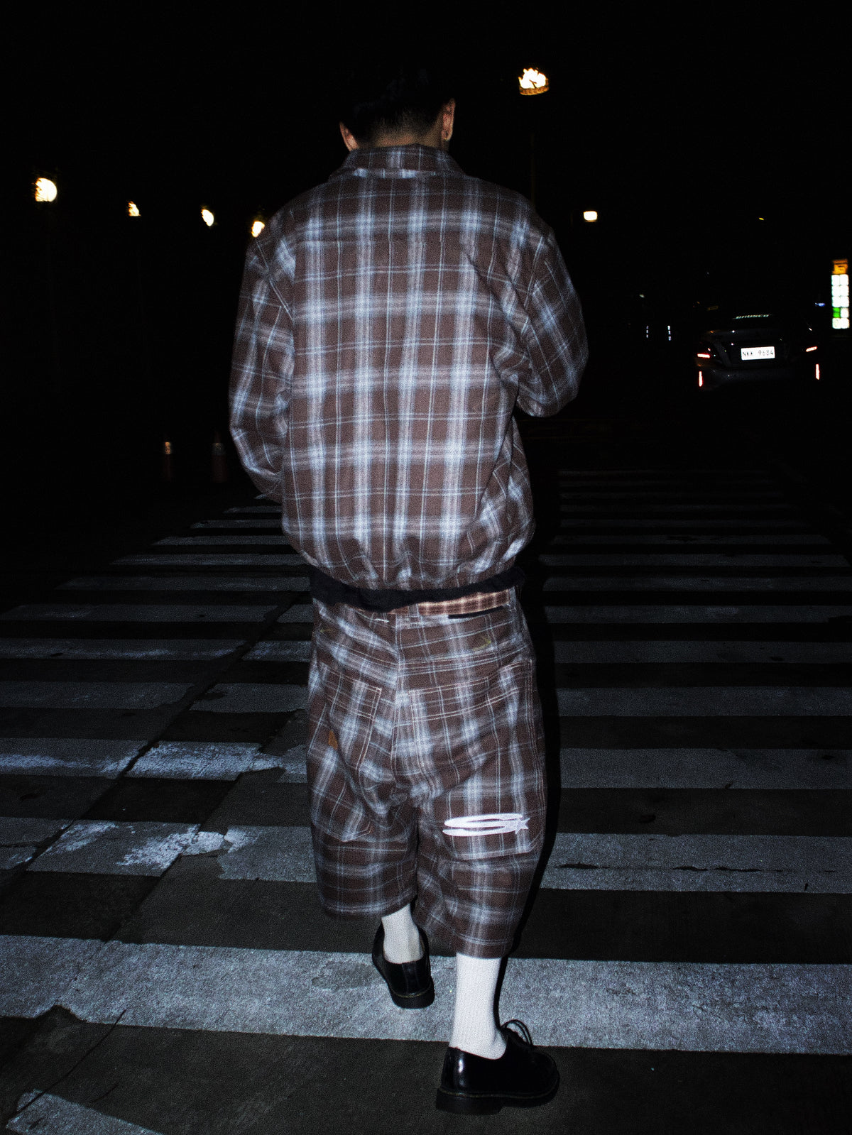 CHOCO BROWN PLAID ZIP UP JACKET