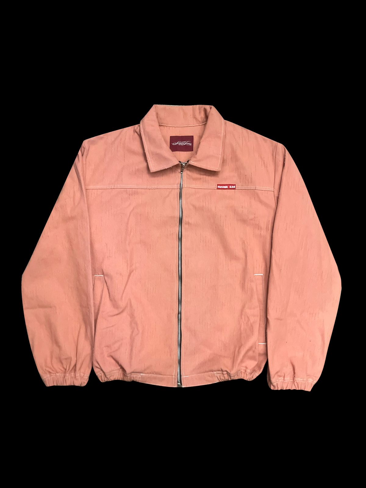 DISTRESSED PINK DENIM ZIP UP JACKET