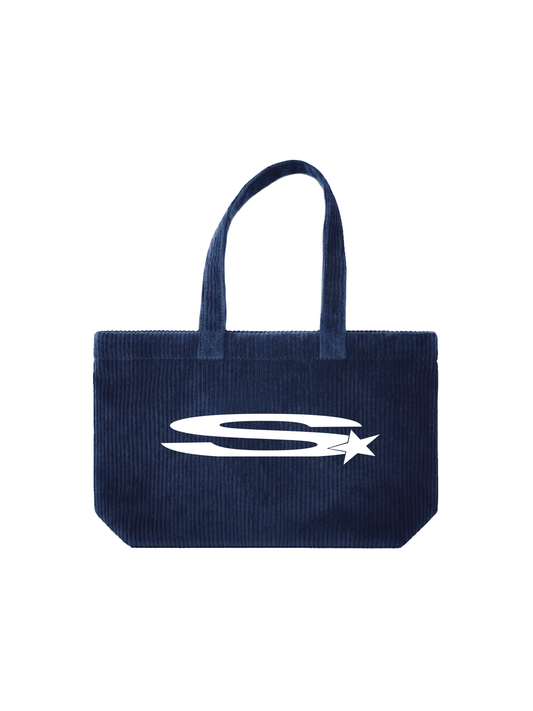 NAVY BLUE CORDUROY TOTE BAG