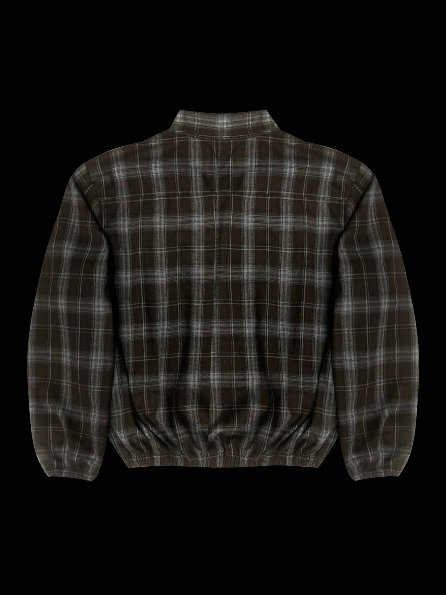 CHOCO BROWN PLAID ZIP UP JACKET