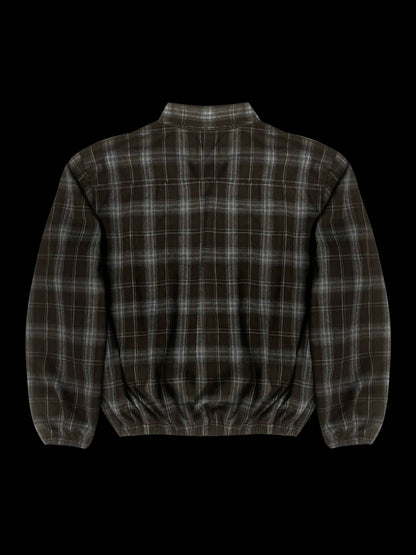 CHOCO BROWN PLAID ZIP UP JACKET