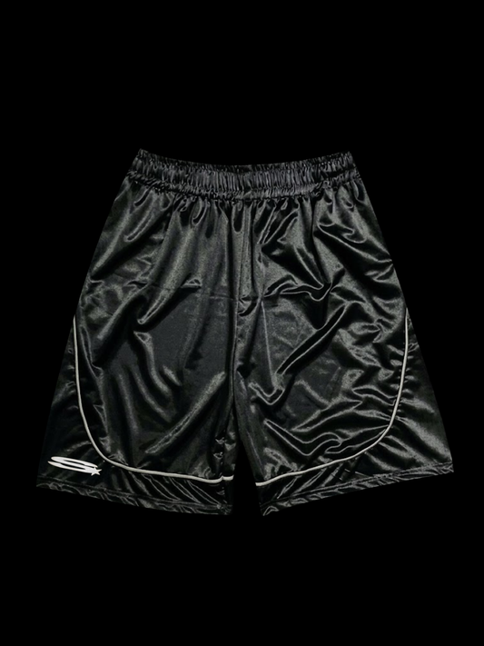 SHINY BLACK HOOPSHORTS