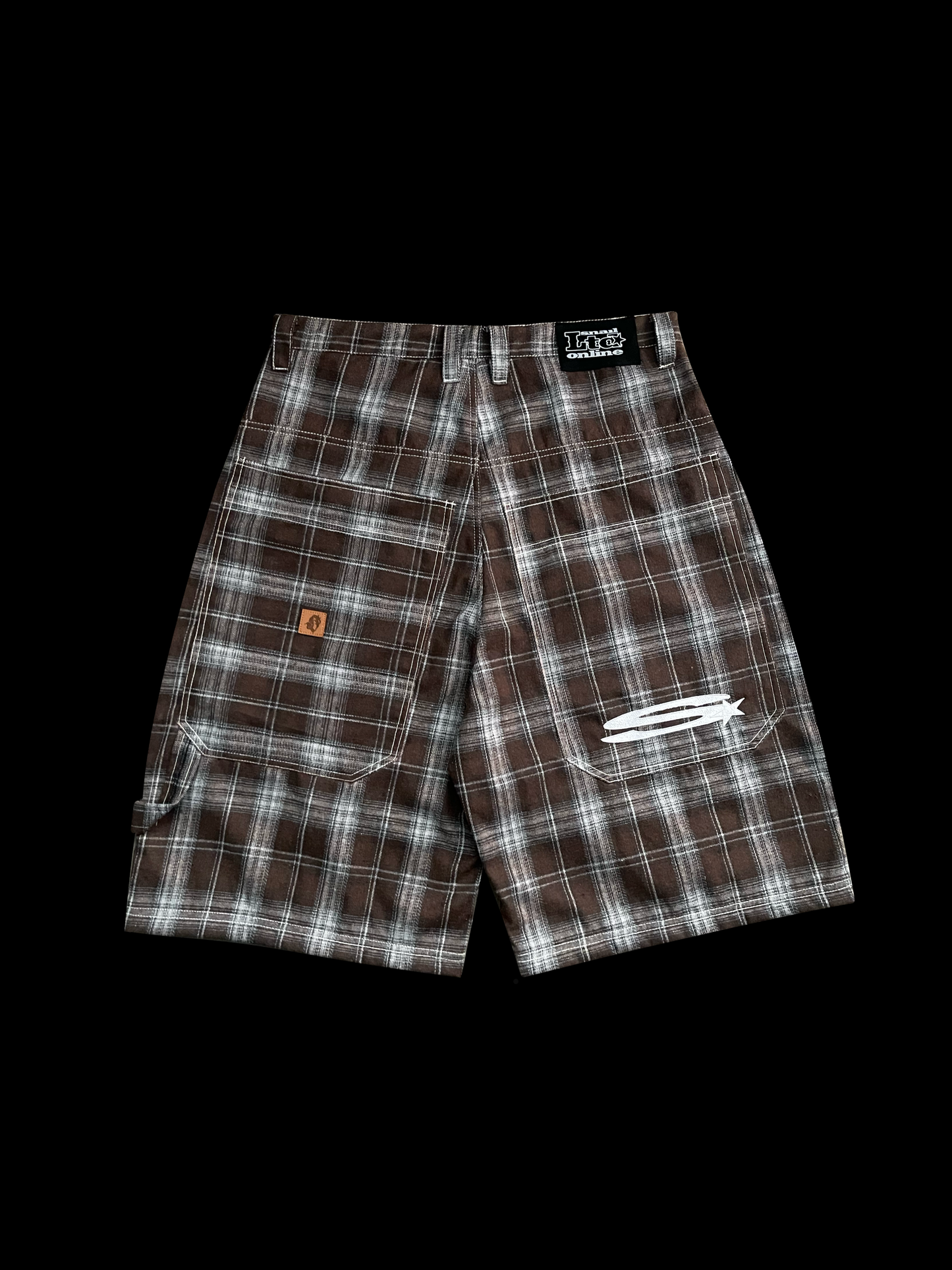CHOCO BROWN PLAID LONG SHORTS