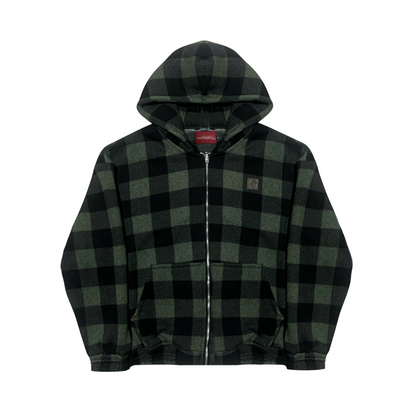 PLAID ZIP UP HOODIE