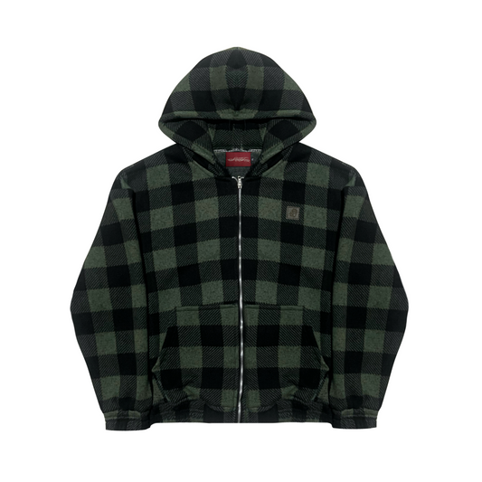 PLAID ZIP UP HOODIE
