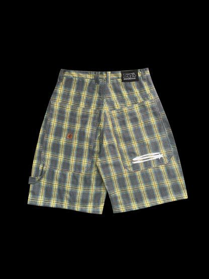 YELLOW PLAID LONG SHORTS