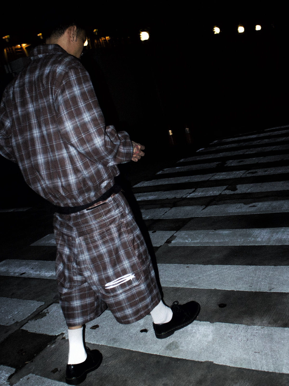 CHOCO BROWN PLAID ZIP UP JACKET